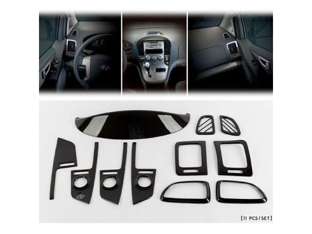 Hyundai H1 Grand Starex Накладки в салон под карбон 11 частей