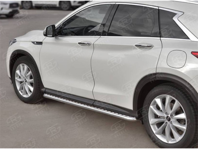 QX50 2017- Пороги труба d42 с листом, Лист алюм, проф.сталь (вариант 2)