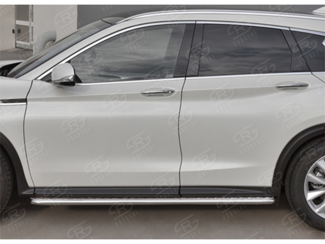 QX50 2017- Пороги труба d42 с листом, Лист алюм, проф.сталь (вариант 2)