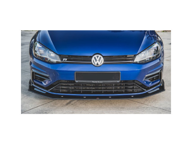 Golf VII R-line 17-19 Спойлер переднего бампера V12, черный